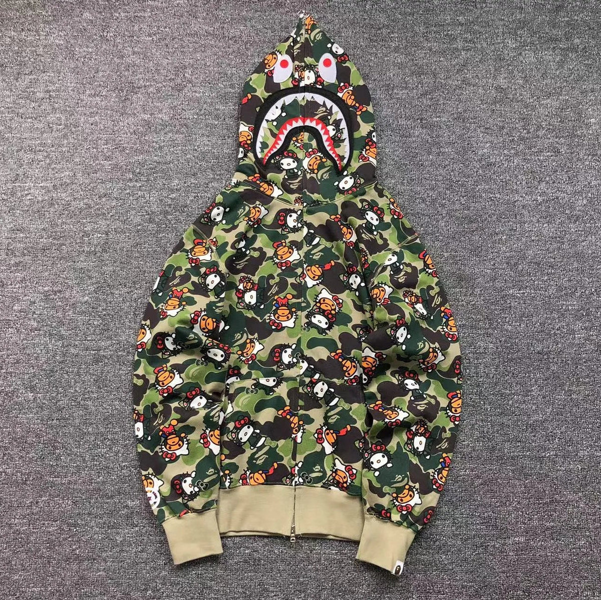 Campera Bape Abc Camo Hello Kitty Shark Full Zip Verde
