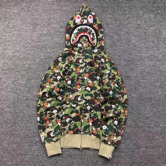 Campera Bape Abc Camo Hello Kitty Shark Full Zip Verde