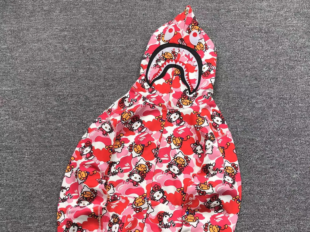Campera Bape Abc Camo Hello Kitty Shark Full Zip Rosa