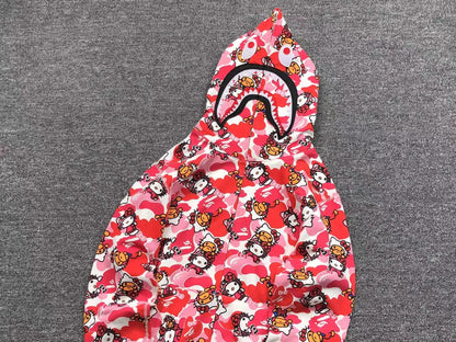 Campera Bape Abc Camo Hello Kitty Shark Full Zip Rosa