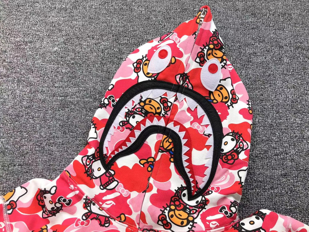 Campera Bape Abc Camo Hello Kitty Shark Full Zip Rosa