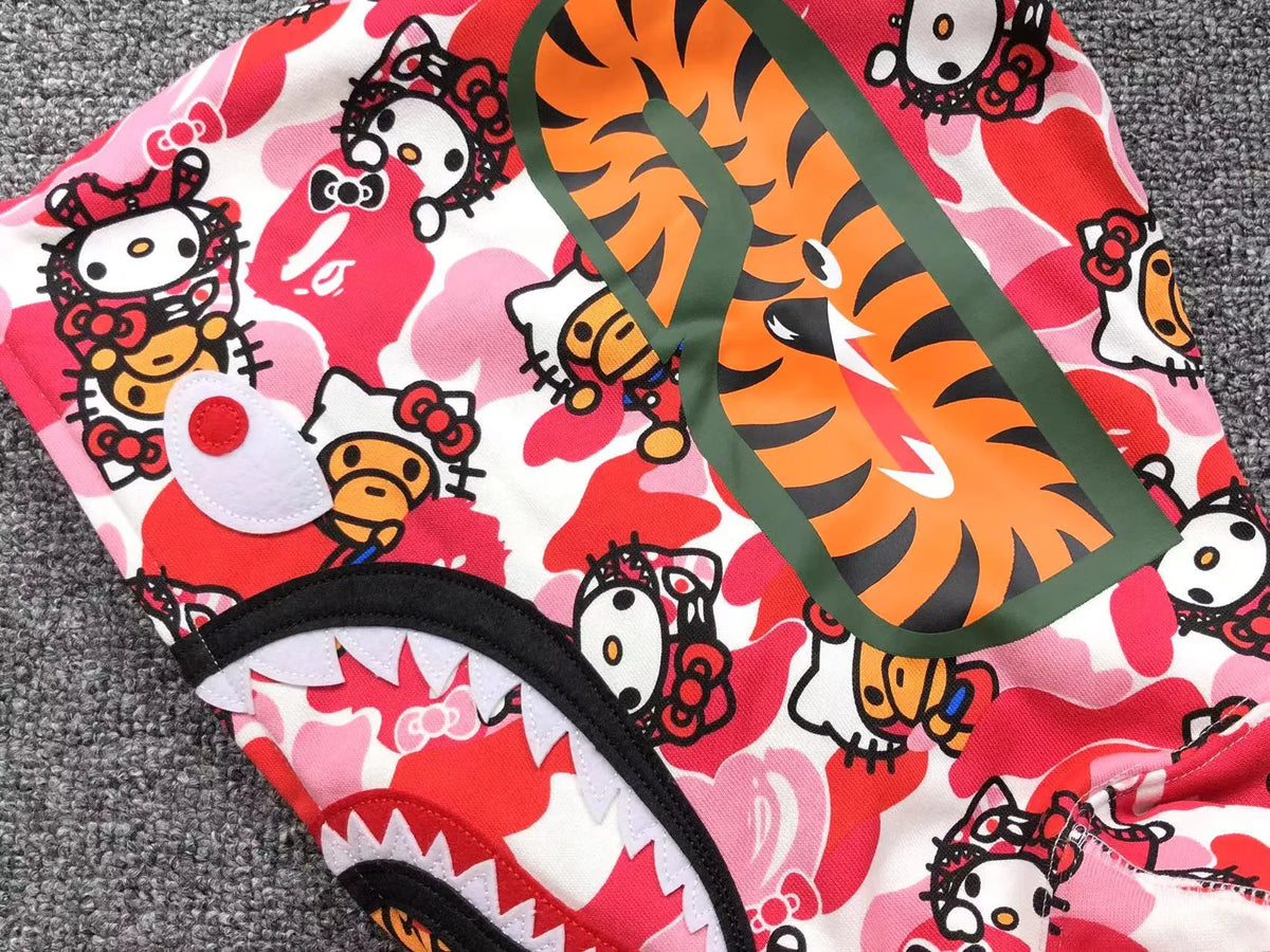 Campera Bape Abc Camo Hello Kitty Shark Full Zip Rosa