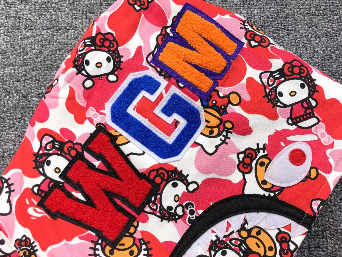 Campera Bape Abc Camo Hello Kitty Shark Full Zip Rosa