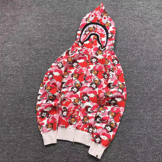 Campera Bape Abc Camo Hello Kitty Shark Full Zip Rosa