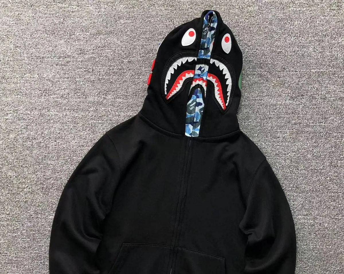 Campera Bape Abc Shark Full Zip Double Buzo Negra