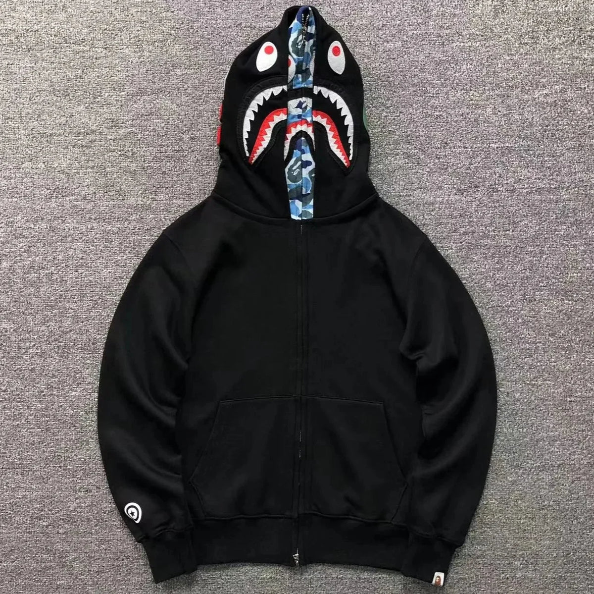 Campera Bape Abc Shark Full Zip Double Buzo Negra