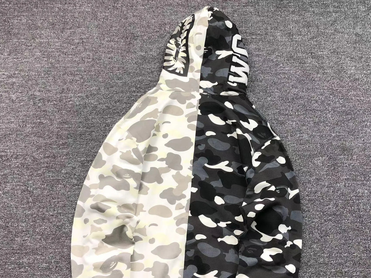 Campera Bape City Camo Half Shark Full Zip Negra Blanca