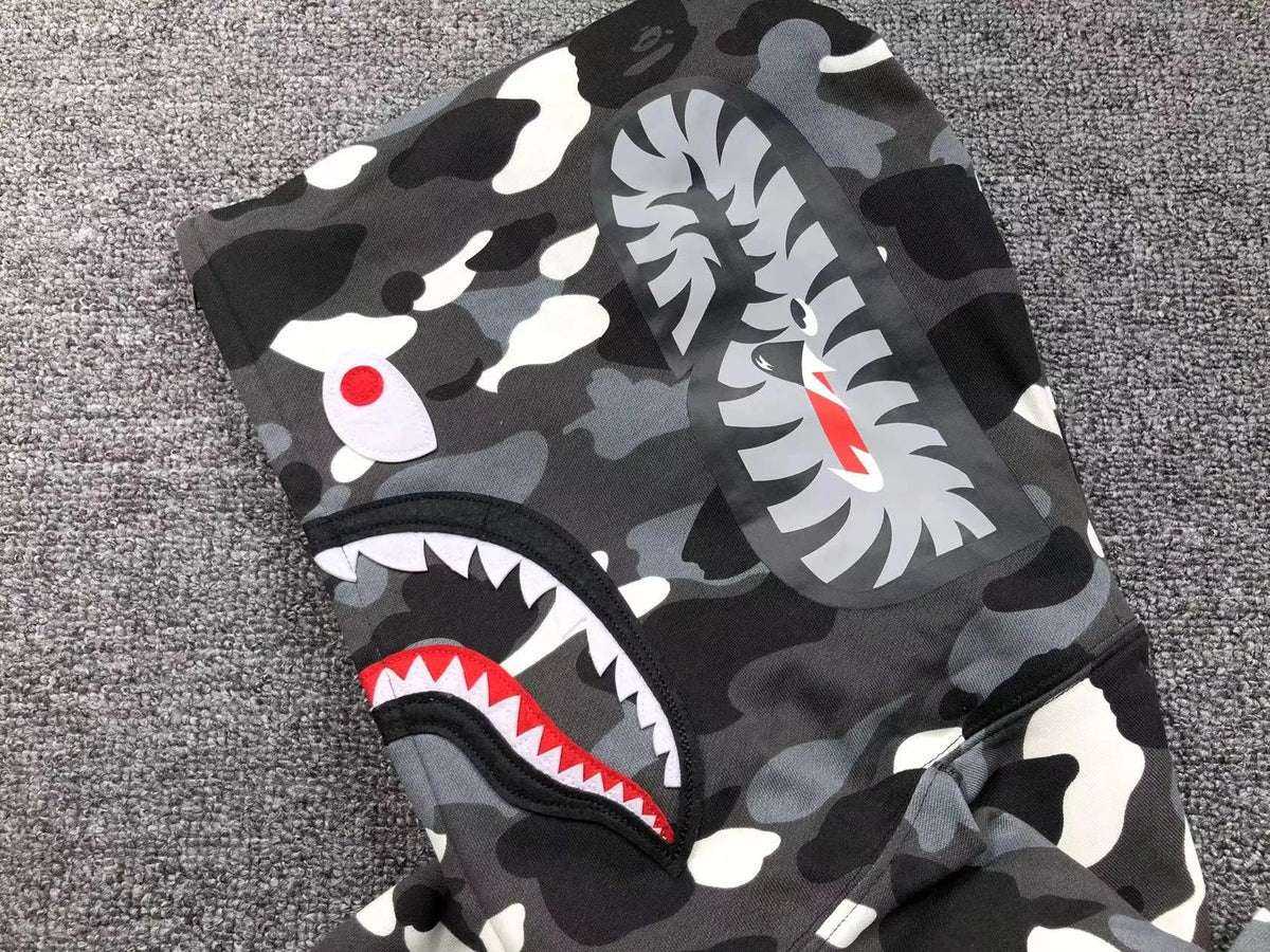 Campera Bape City Camo Shark Wgm Full Zip Negro