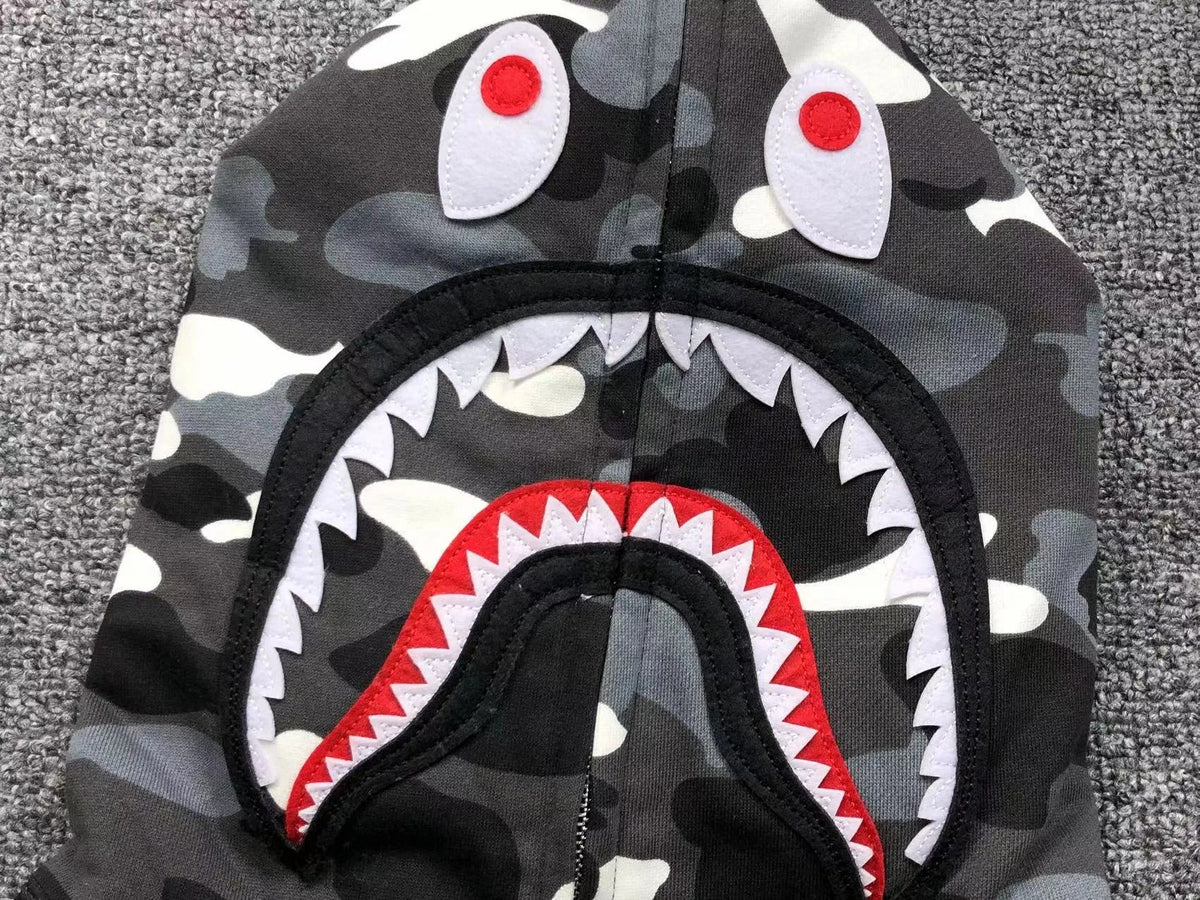 Campera Bape City Camo Shark Wgm Full Zip Negro