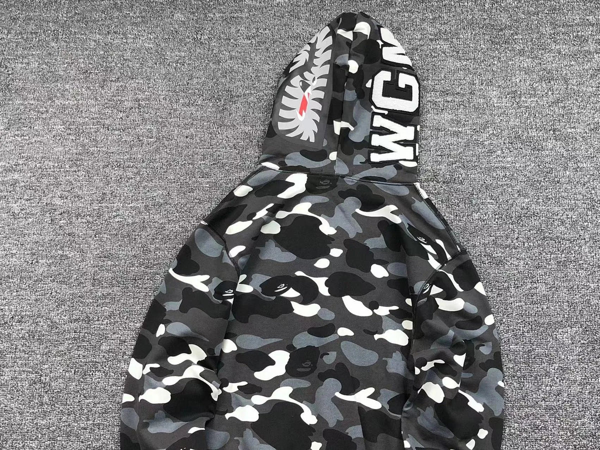 Campera Bape City Camo Shark Wgm Full Zip Negro