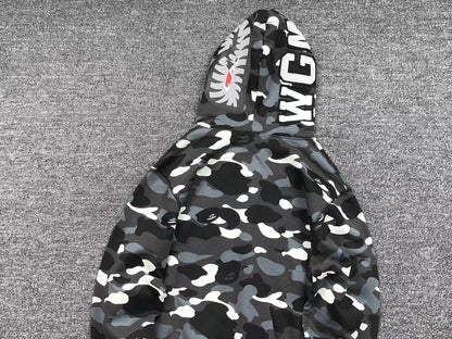 Campera Bape City Camo Shark Wgm Full Zip Negro