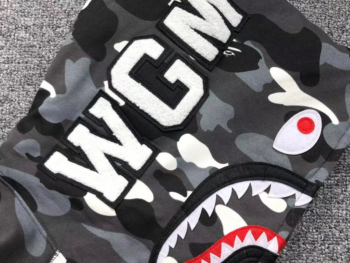 Campera Bape City Camo Shark Wgm Full Zip Negro