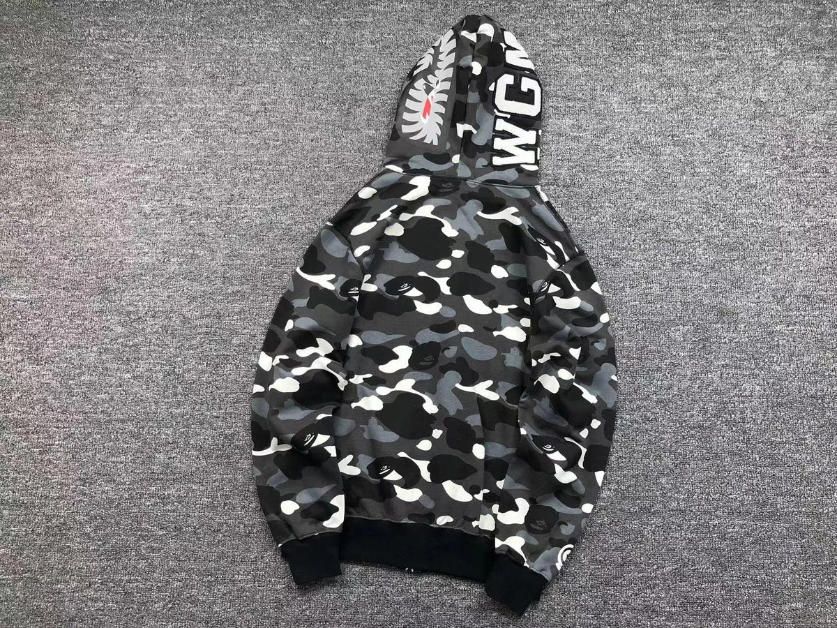 Campera Bape City Camo Shark Wgm Full Zip Negro