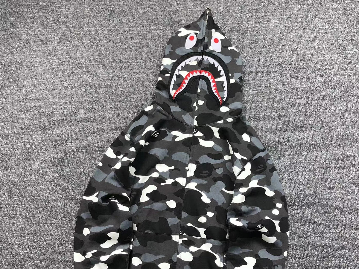 Campera Bape City Camo Shark Wgm Full Zip Negro