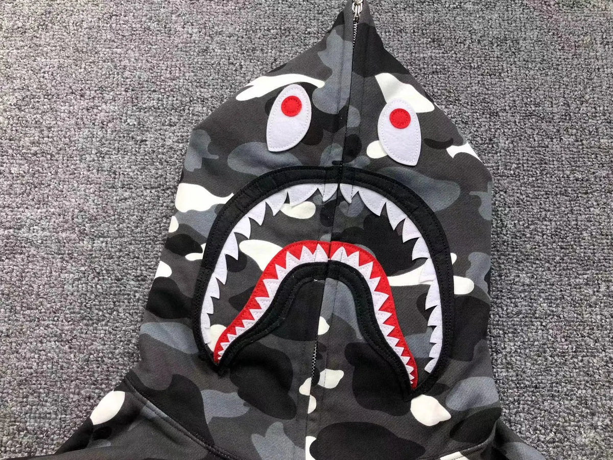 Campera Bape City Camo Shark Wgm Full Zip Negro