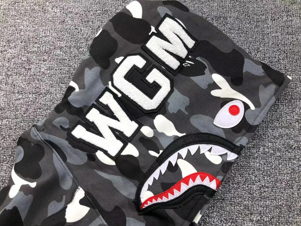 Campera Bape City Camo Shark Wgm Full Zip Negro