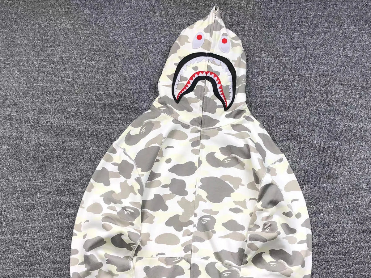 Campera Bape City Camo Shark Wgm Full Zip Blanco