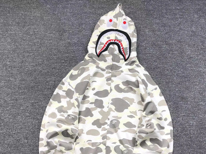 Campera Bape City Camo Shark Wgm Full Zip Blanco
