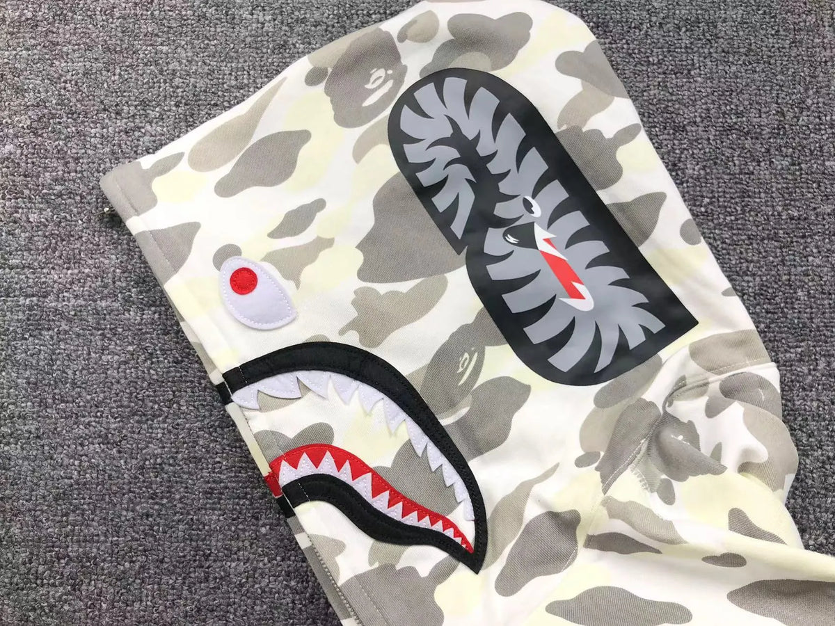 Campera Bape City Camo Shark Wgm Full Zip Blanco