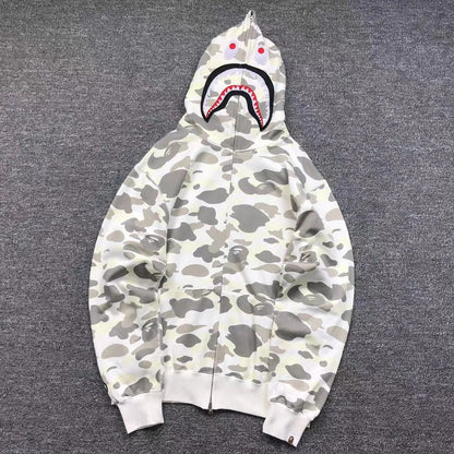 Campera Bape City Camo Shark Wgm Full Zip Blanco
