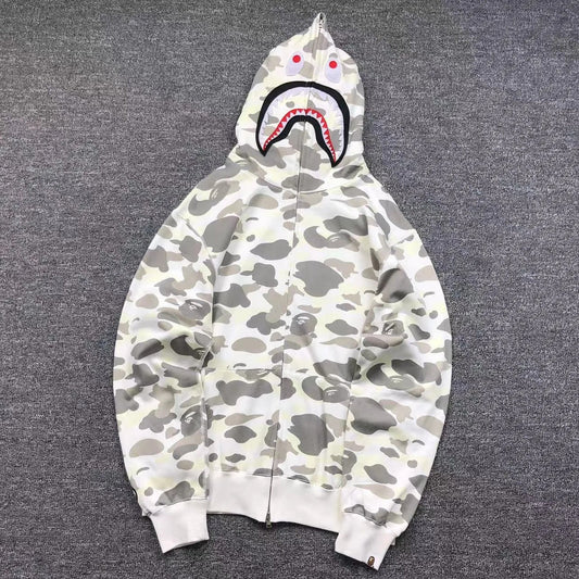 Campera Bape City Camo Shark Wgm Full Zip Blanco