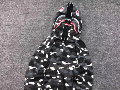 Campera Bape City Camo Shark Wide Full Zip Double Negra