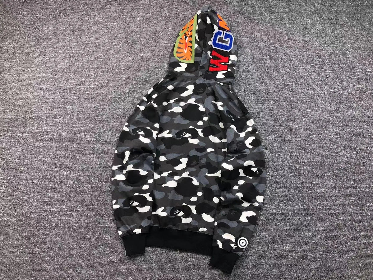 Campera Bape City Camo Shark Wide Full Zip Double Negra