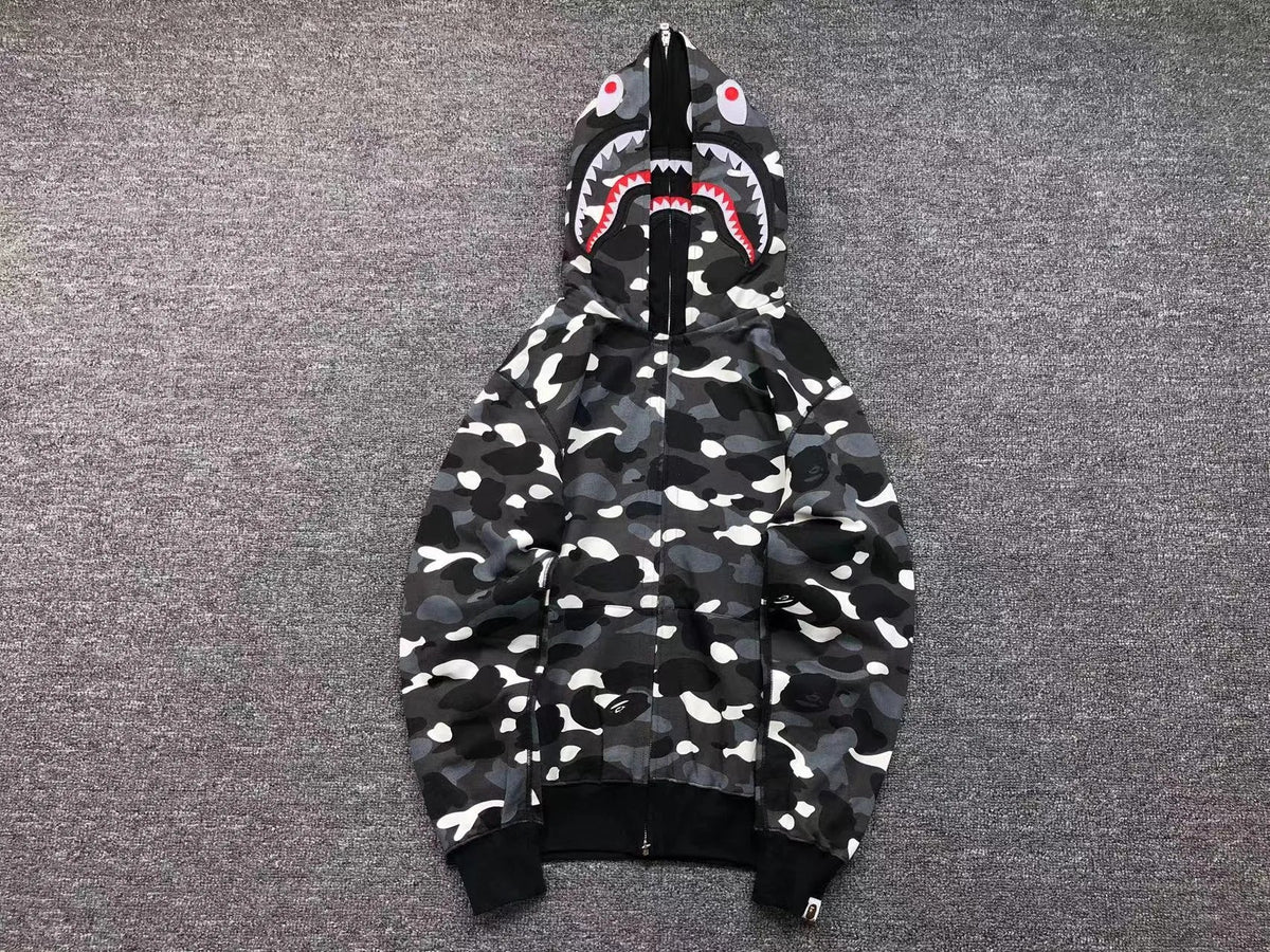 Campera Bape City Camo Shark Wide Full Zip Double Negra