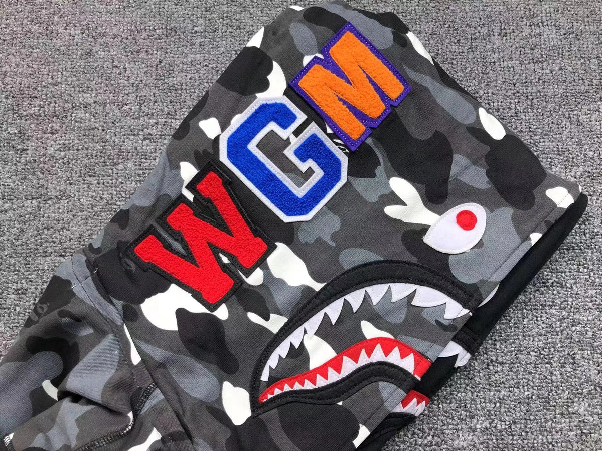 Campera Bape City Camo Shark Wide Full Zip Double Negra