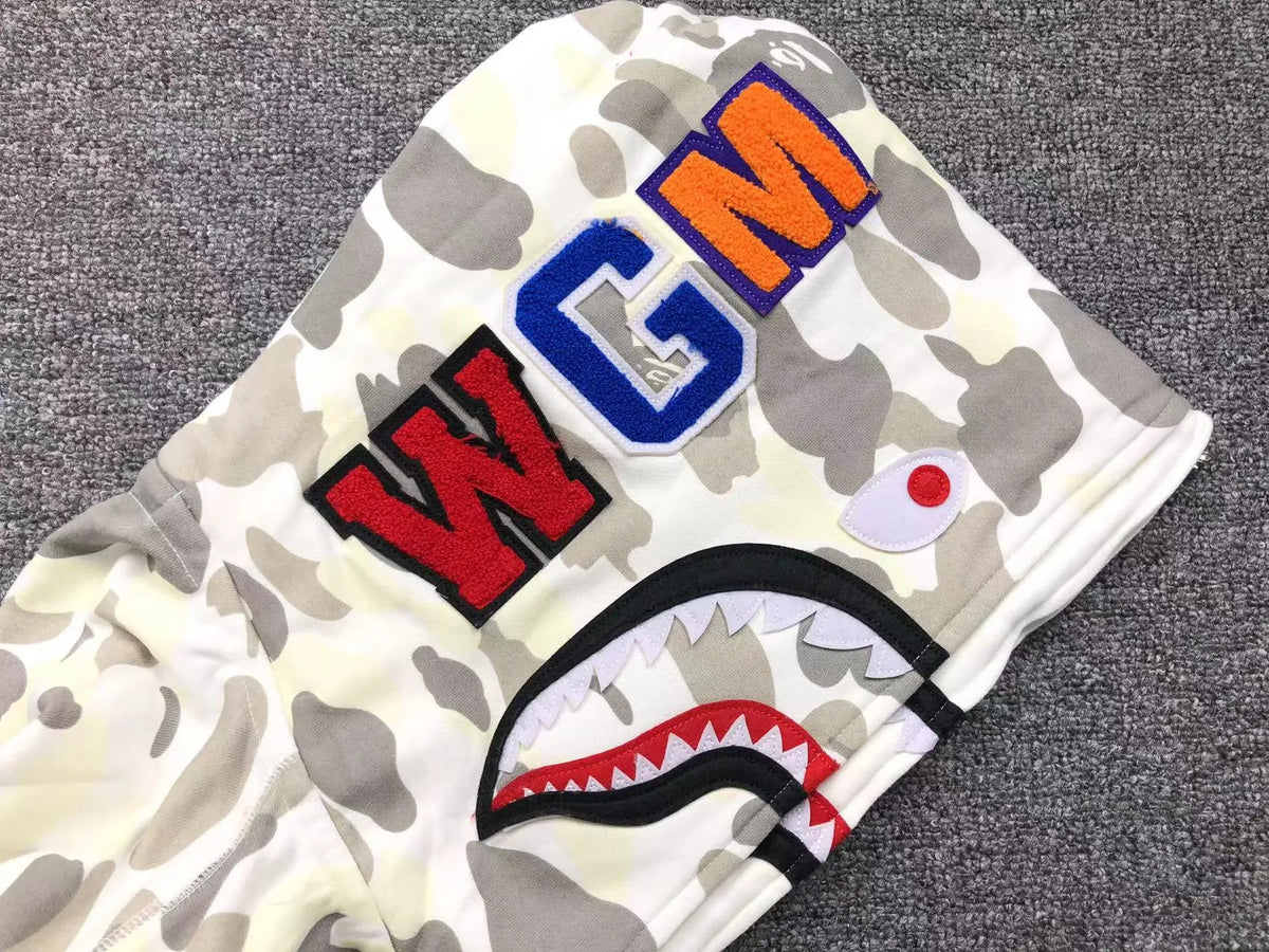 Campera Bape City Camo Shark Wide Full Zip Double Blanca