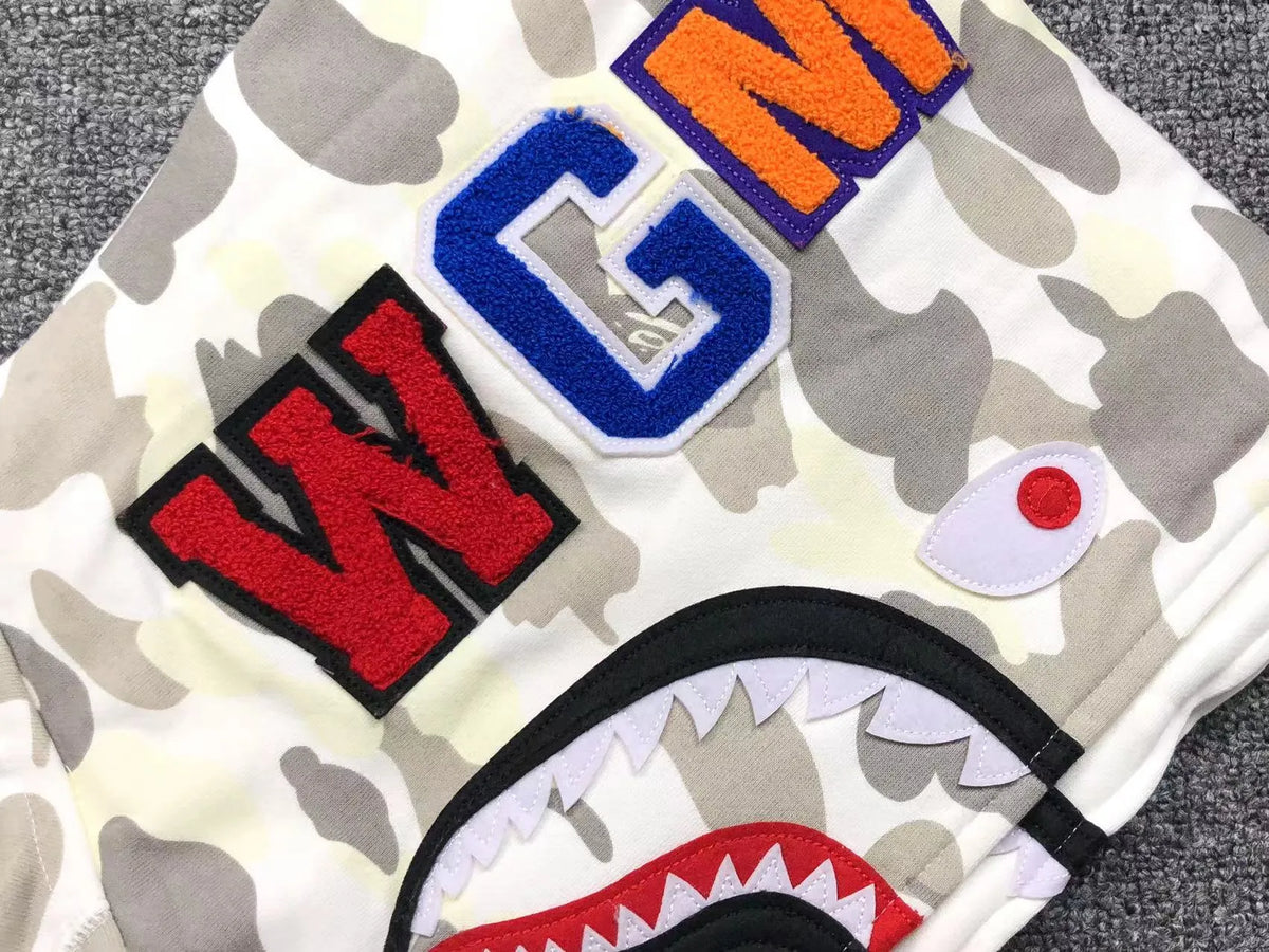 Campera Bape City Camo Shark Wide Full Zip Double Blanca