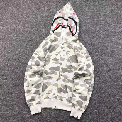 Campera Bape City Camo Shark Wide Full Zip Double Blanca