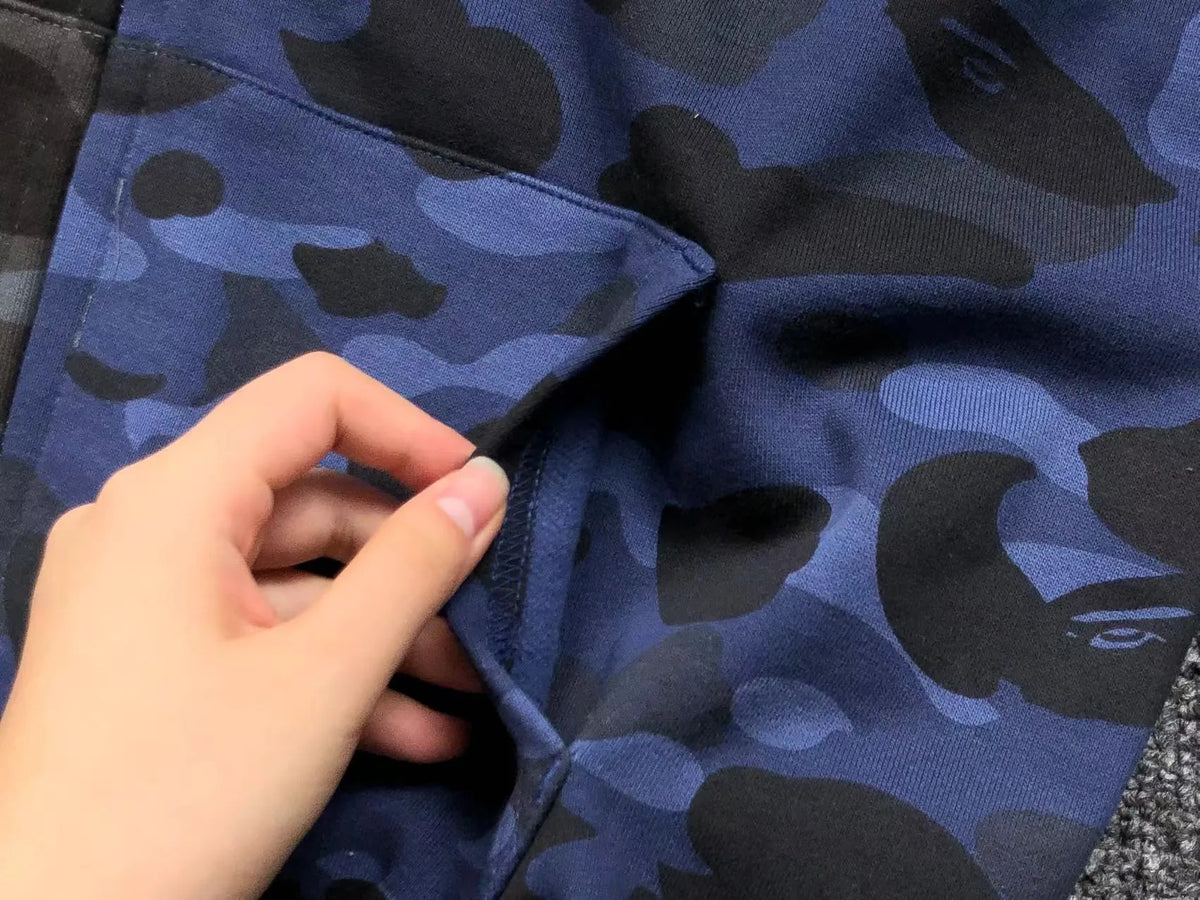 Campera Bape Color Camo Shark Full Zip Negro Azul