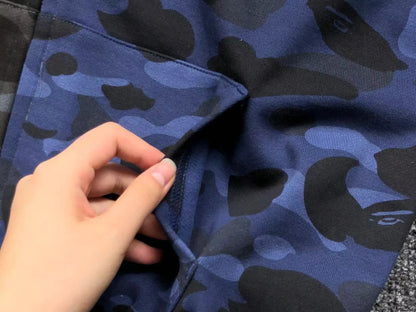 Campera Bape Color Camo Shark Full Zip Negro Azul