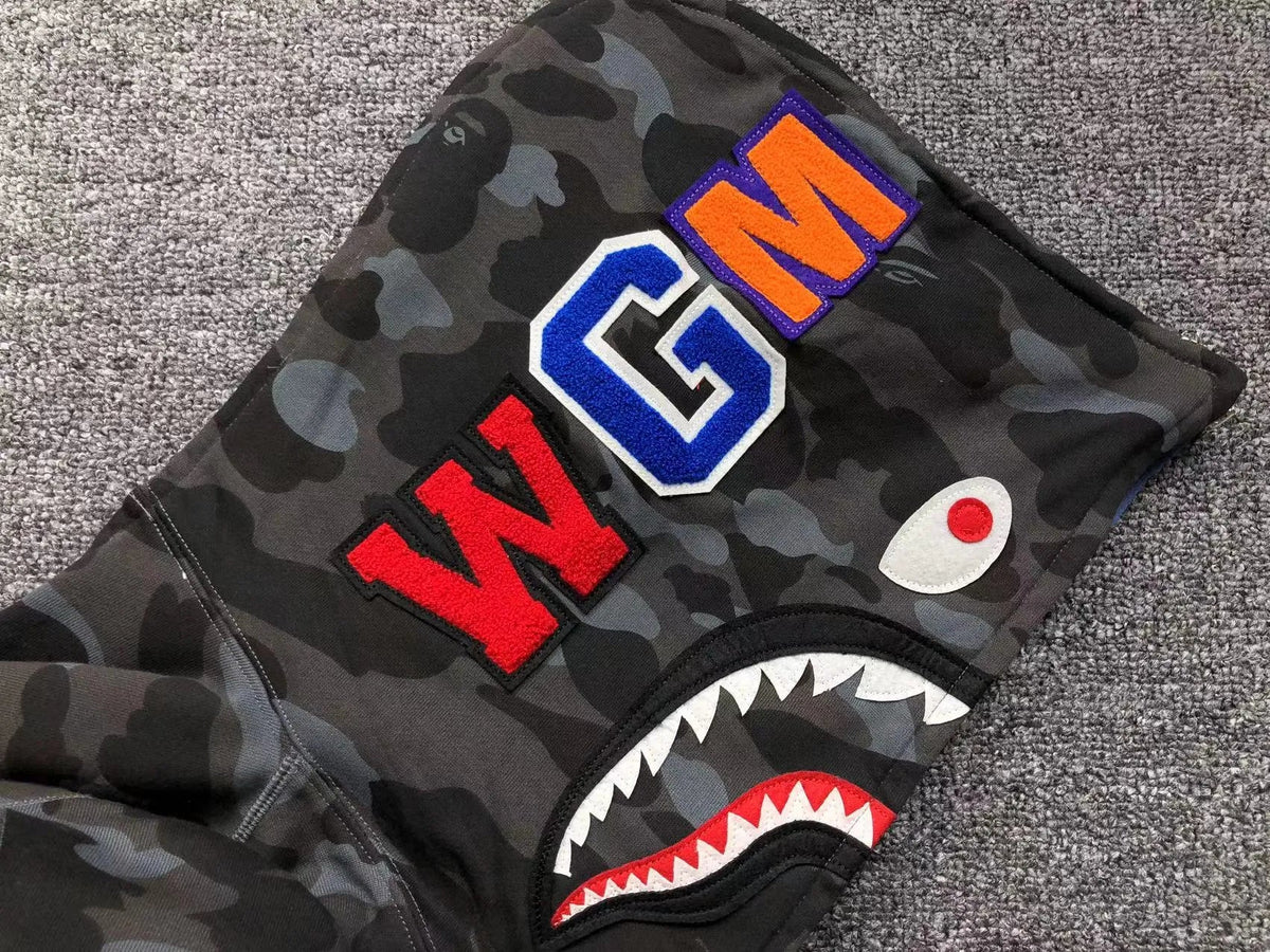 Campera Bape Color Camo Shark Full Zip Negro Azul