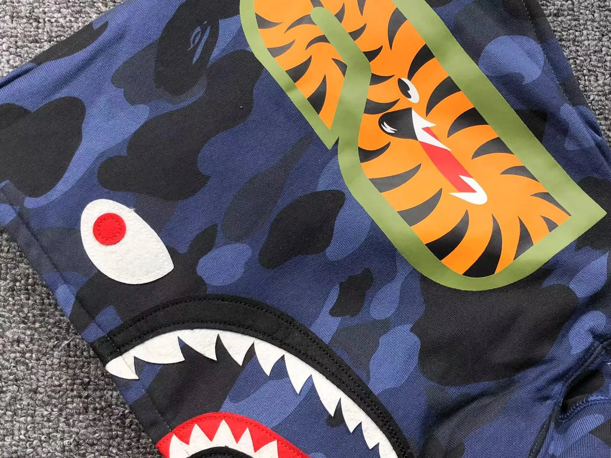 Campera Bape Color Camo Shark Full Zip Negro Azul
