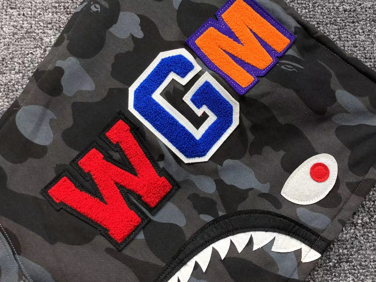 Campera Bape Color Camo Shark Full Zip Negro Azul