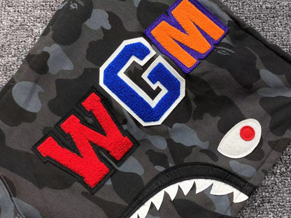 Campera Bape Color Camo Shark Full Zip Negro Azul