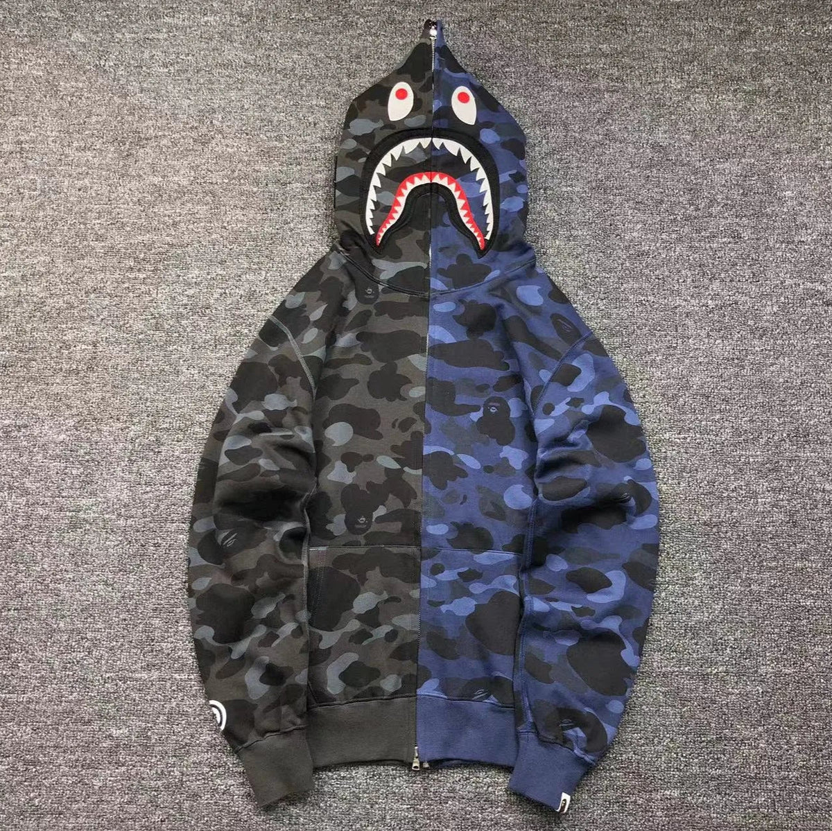 Campera Bape Color Camo Shark Full Zip Negro Azul