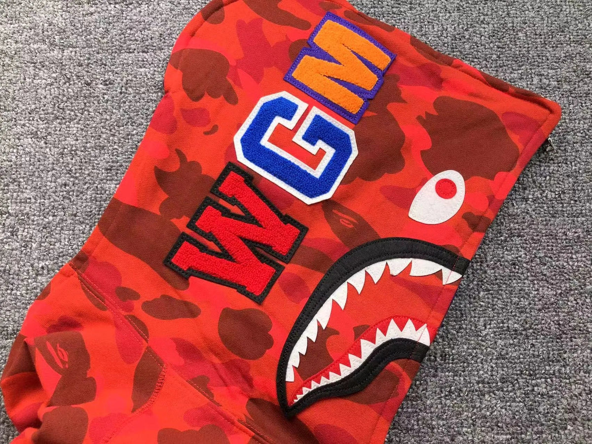 Campera Bape Color Camo Shark Full Zip Rojo Violeta