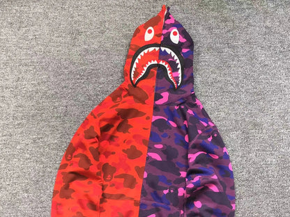 Campera Bape Color Camo Shark Full Zip Rojo Violeta