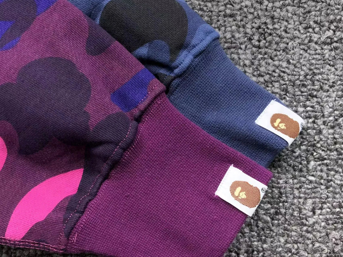 Campera Bape Color Camo Shark Full Zip Rojo Violeta