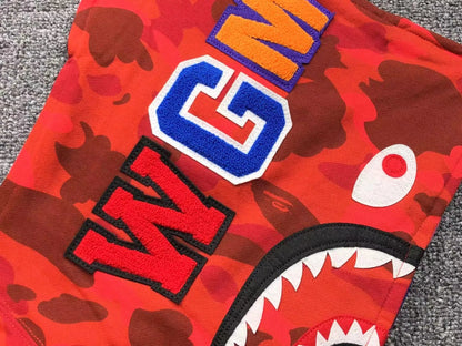 Campera Bape Color Camo Shark Full Zip Rojo Violeta