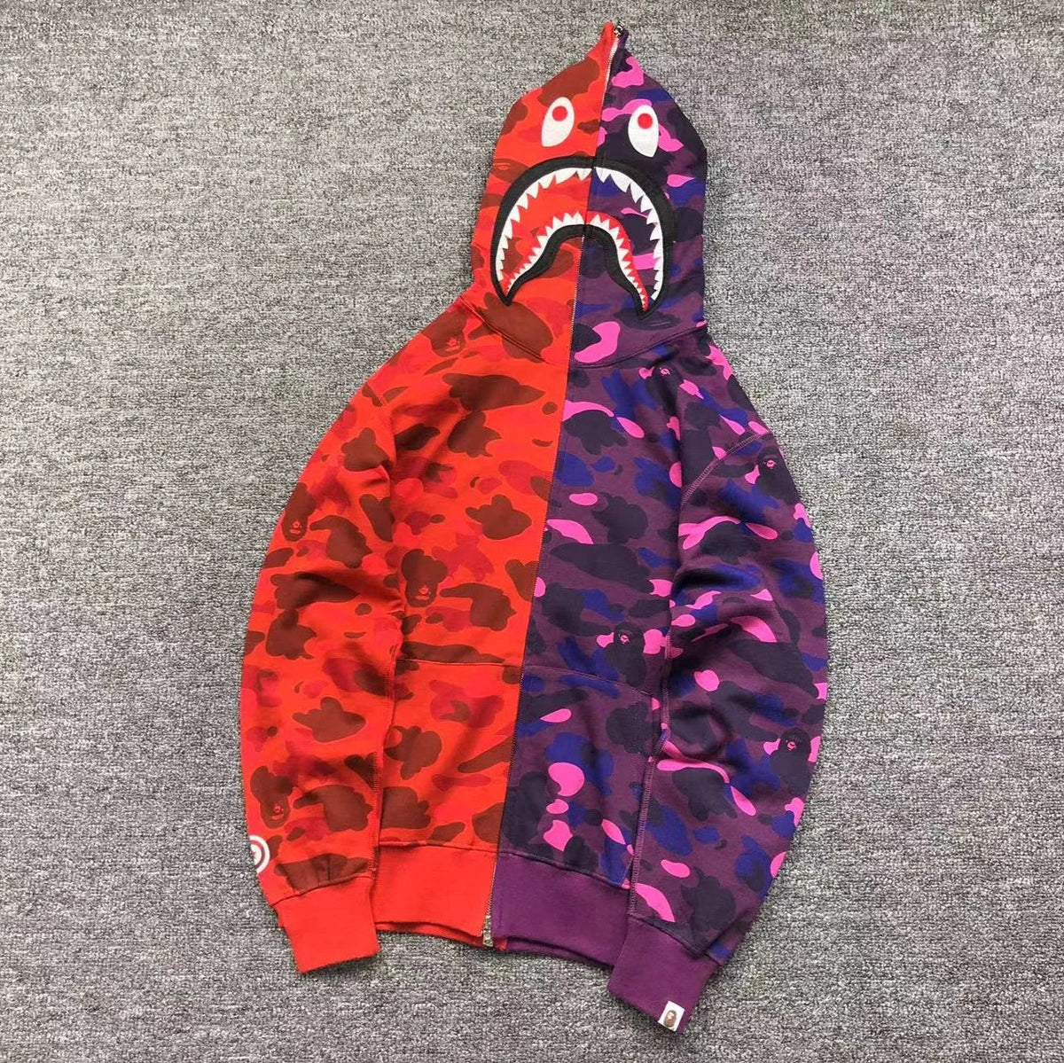 Campera Bape Color Camo Shark Full Zip Rojo Violeta