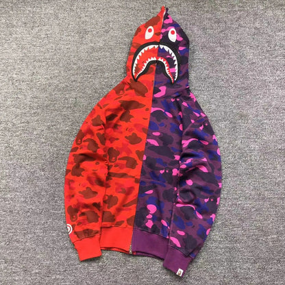 Campera Bape Color Camo Shark Full Zip Rojo Violeta