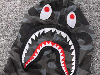 Campera Bape Color Camo Shark Full Zip Negra