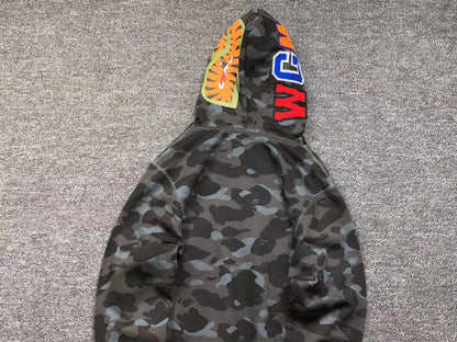 Campera Bape Color Camo Shark Full Zip Negra
