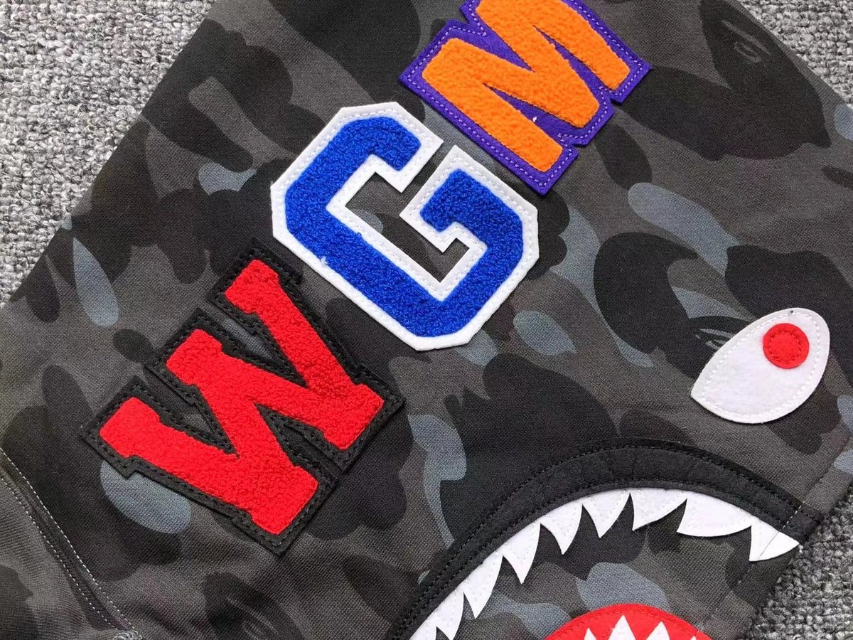 Campera Bape Color Camo Shark Full Zip Negra