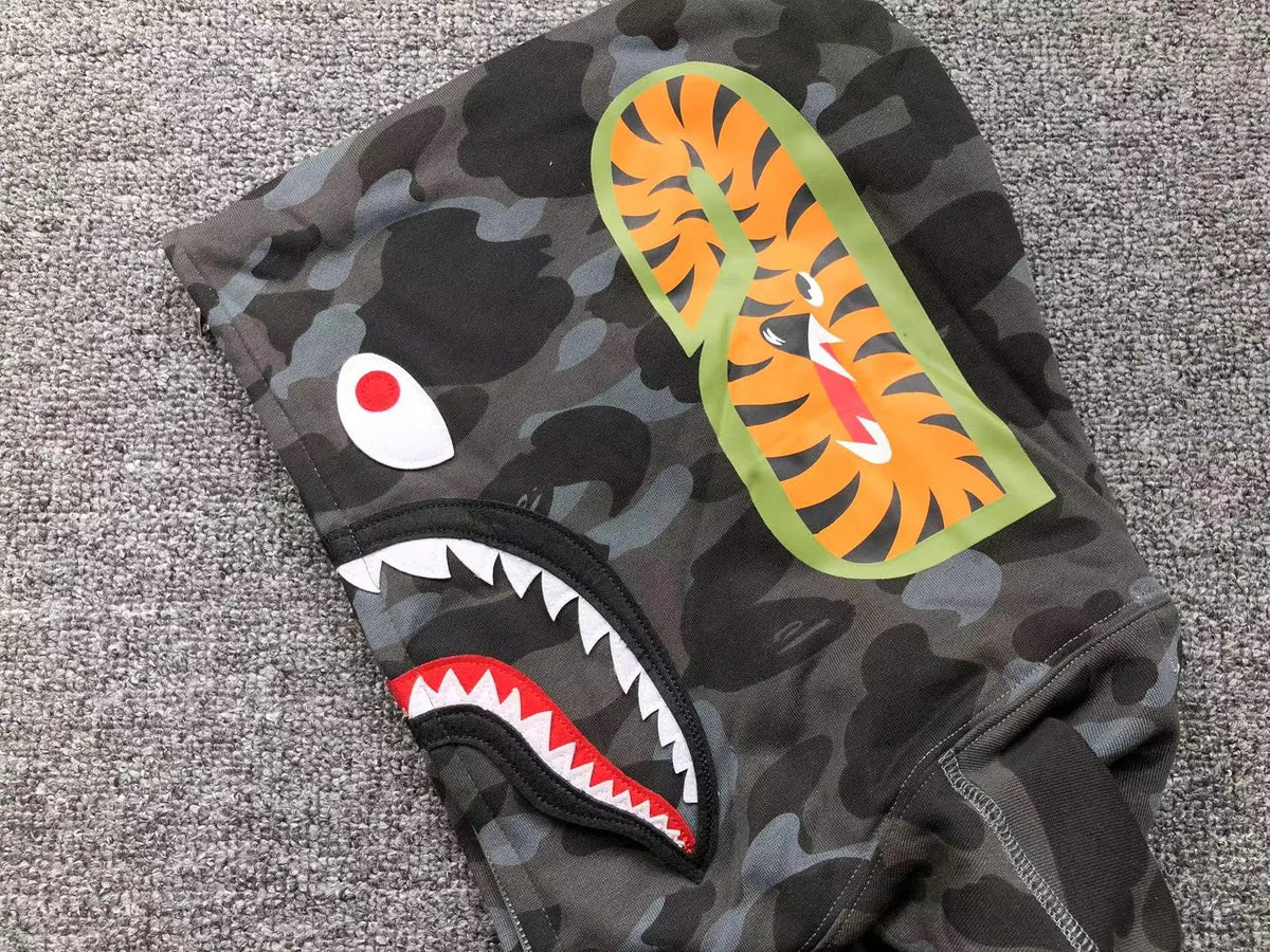 Campera Bape Color Camo Shark Full Zip Negra