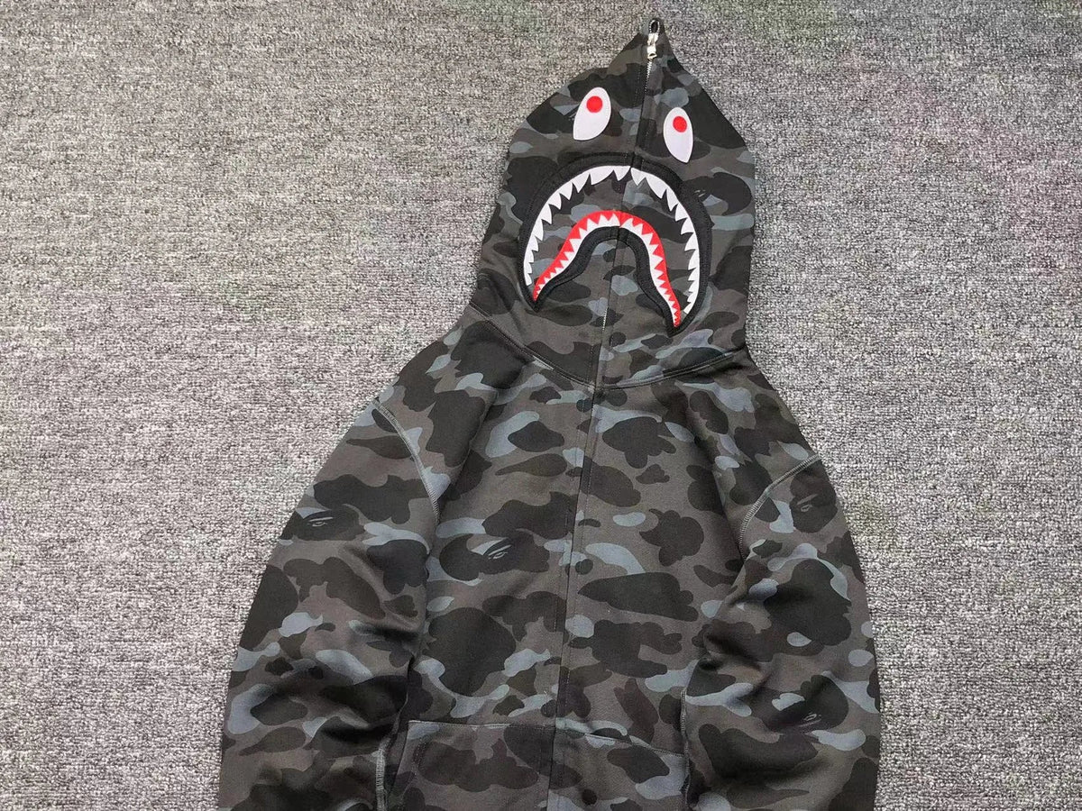Campera Bape Color Camo Shark Full Zip Negra